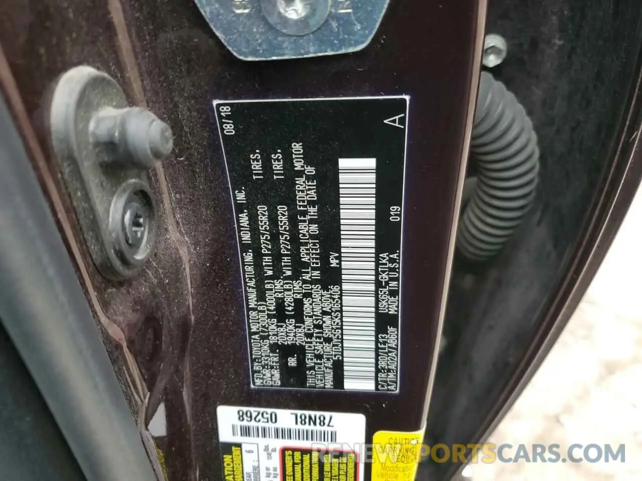 13 fotografías del automóvil dañado 5TDJY5G15KS165406 TOYOTA SEQUOIA 2019