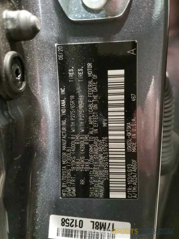 15 fotografías del automóvil dañado 5TDBY5G17LS178776 TOYOTA SEQUOIA 2020