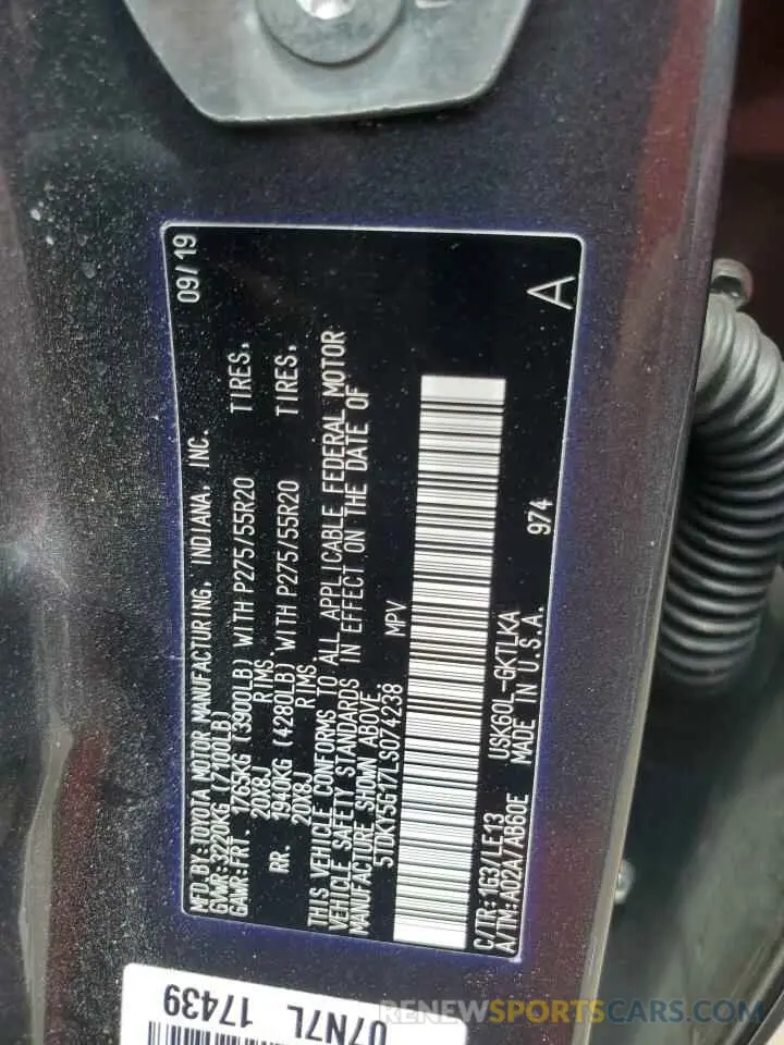 13 fotografías del automóvil dañado 5TDKY5G17LS074238 TOYOTA SEQUOIA 2020