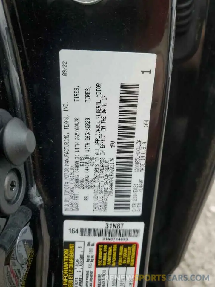 13 fotografías del automóvil dañado 7SVAAABA1PX001176 TOYOTA SEQUOIA 2023