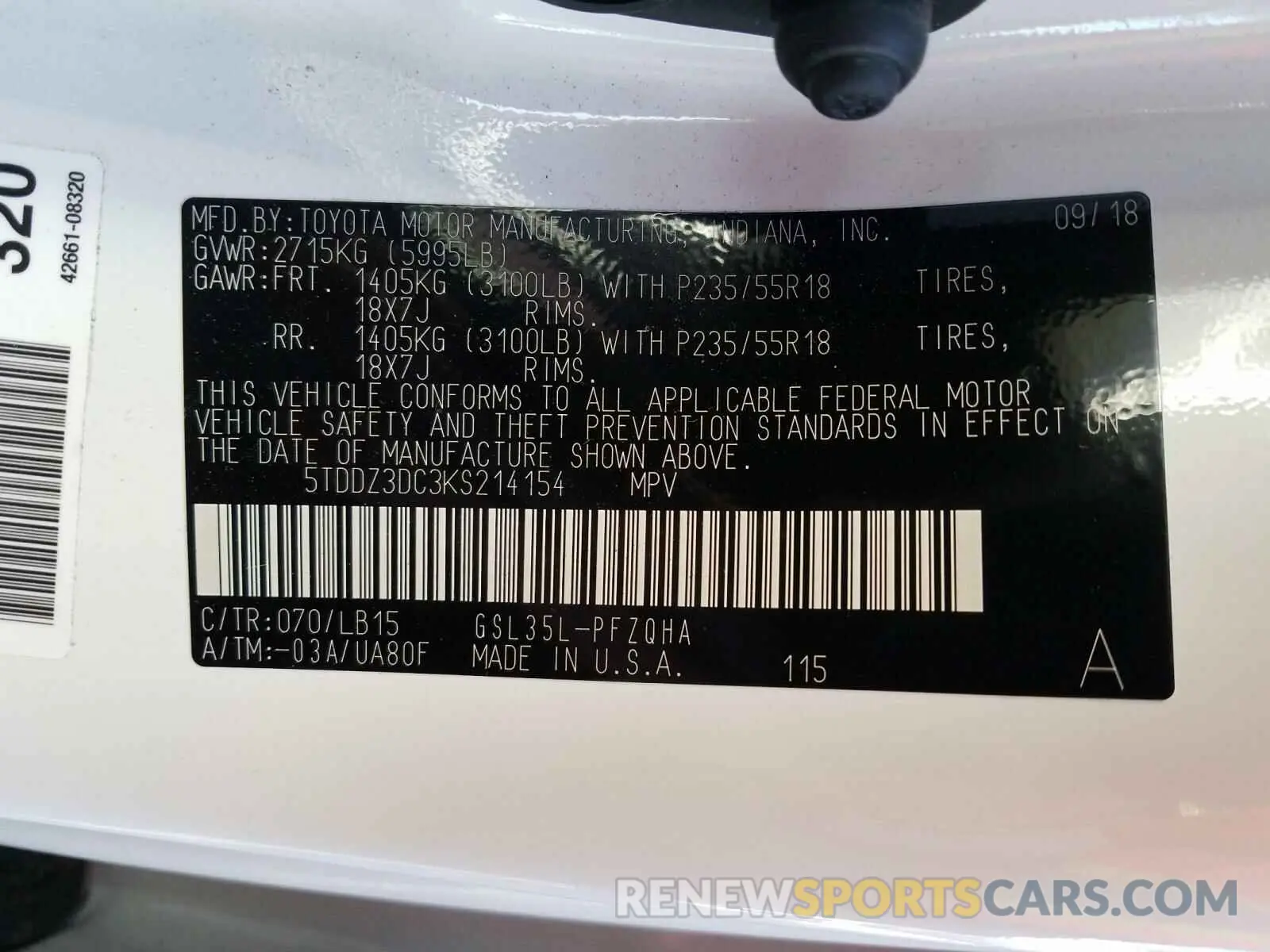 10 fotografías del automóvil dañado 5TDDZ3DC3KS214154 TOYOTA SIENNA 2019