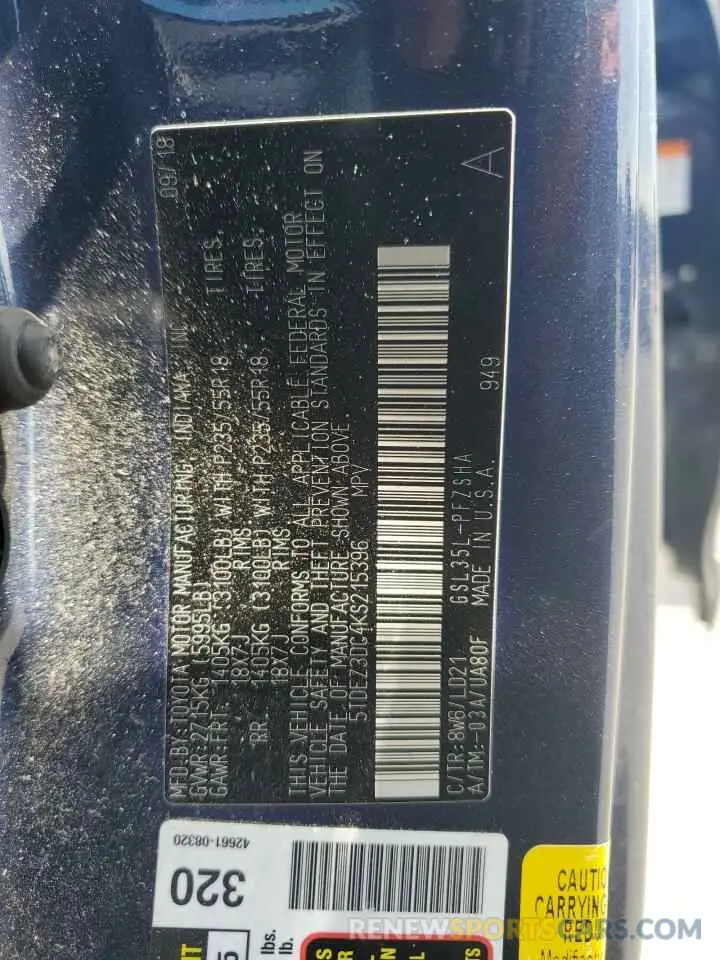 13 fotografías del automóvil dañado 5TDEZ3DC4KS215396 TOYOTA SIENNA 2019