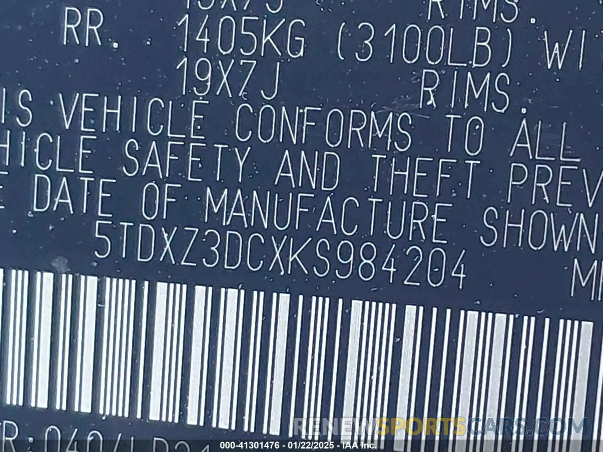 9 fotografías del automóvil dañado 5TDXZ3DCXKS984204 TOYOTA SIENNA 2019