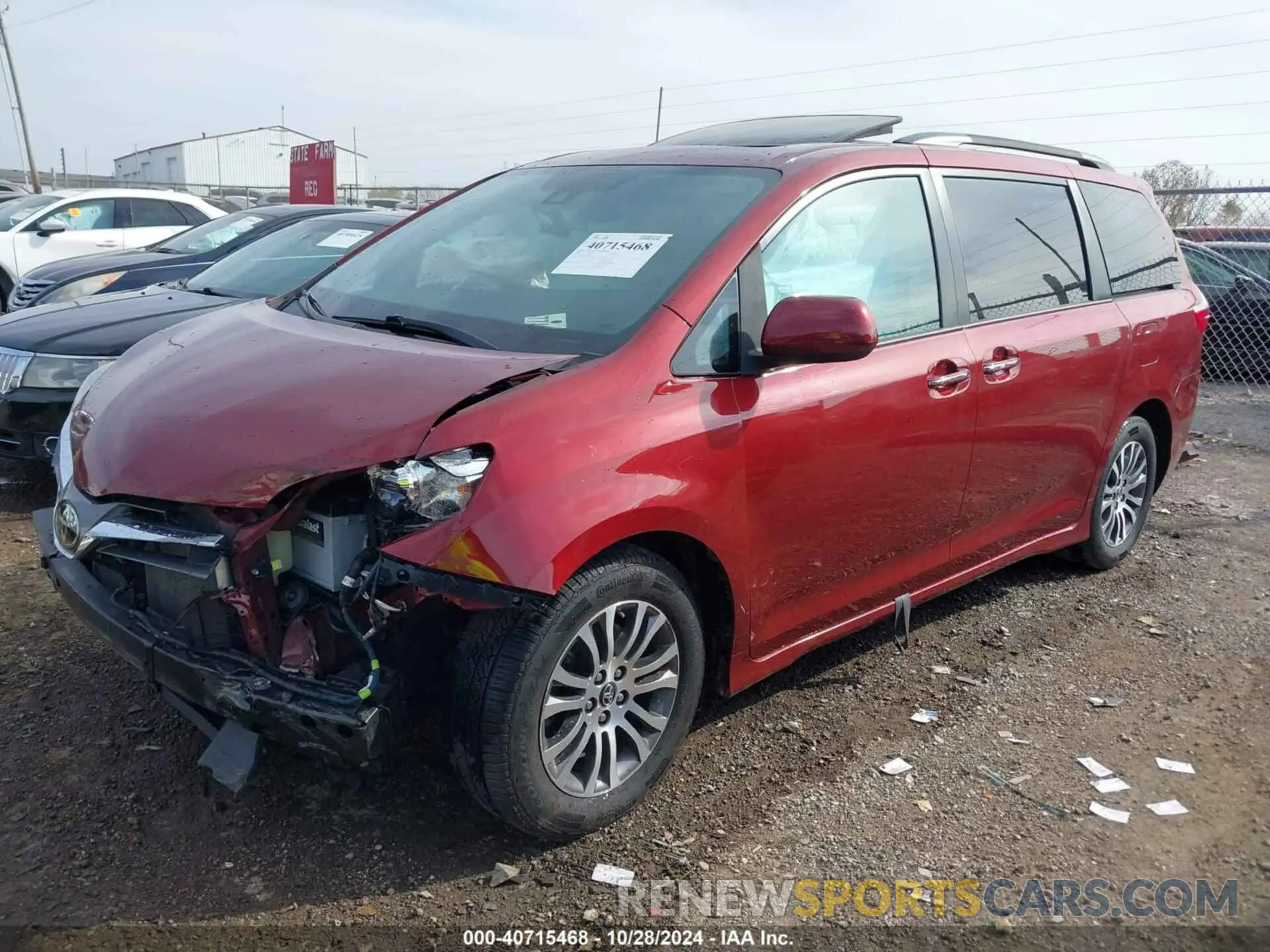 2 fotografías del automóvil dañado 5TDYZ3DC1KS005299 TOYOTA SIENNA 2019