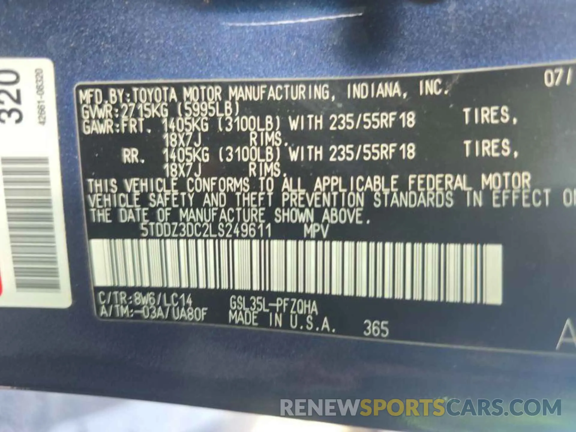 11 fotografías del automóvil dañado 5TDDZ3DC2LS249611 TOYOTA SIENNA 2020