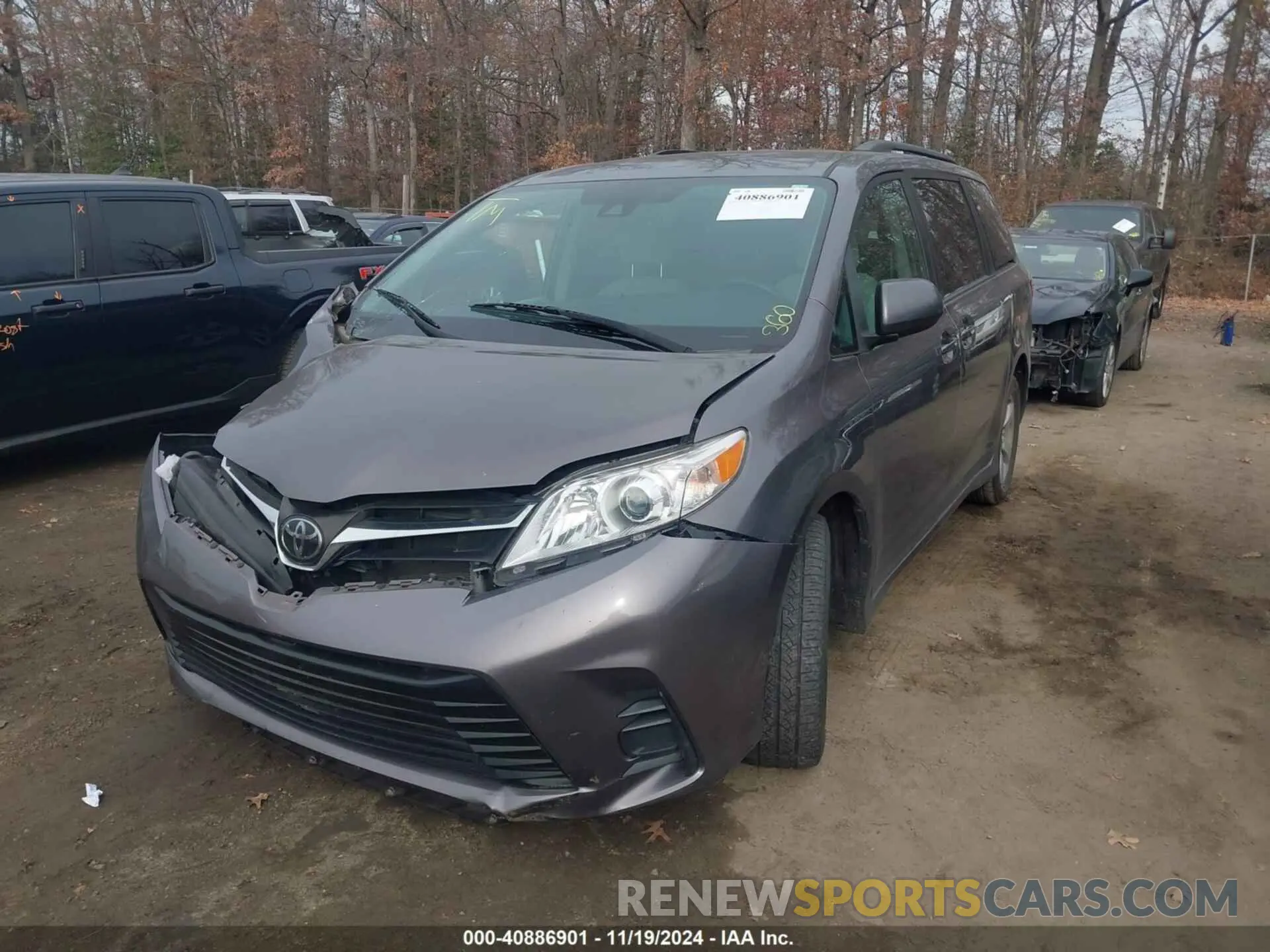 2 fotografías del automóvil dañado 5TDKZ3DC0LS040438 TOYOTA SIENNA 2020