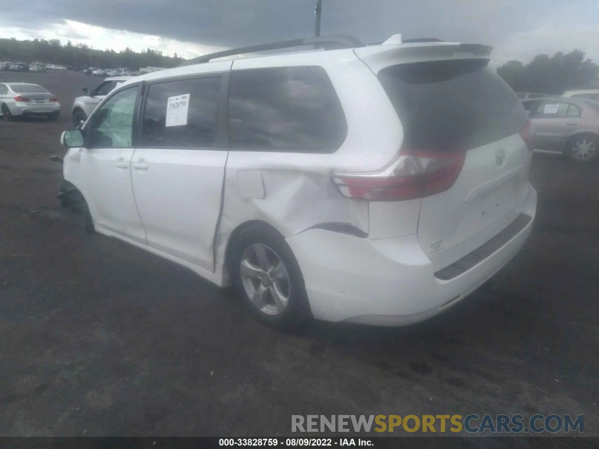 3 fotografías del automóvil dañado 5TDKZ3DC2LS039100 TOYOTA SIENNA 2020