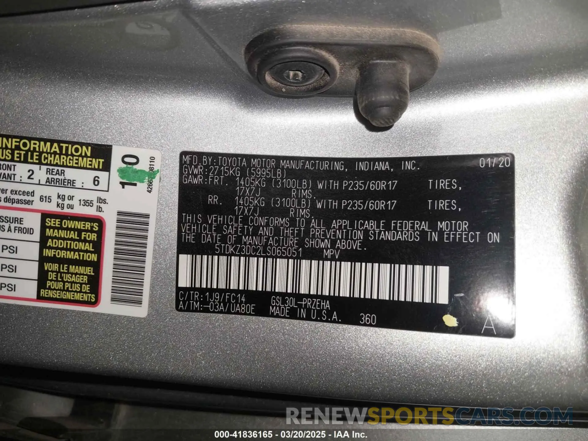 9 fotografías del automóvil dañado 5TDKZ3DC2LS065051 TOYOTA SIENNA 2020