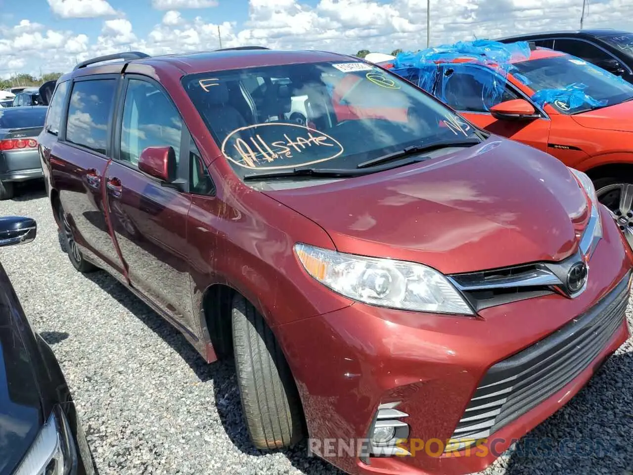 1 fotografías del automóvil dañado 5TDYZ3DC2LS049345 TOYOTA SIENNA 2020