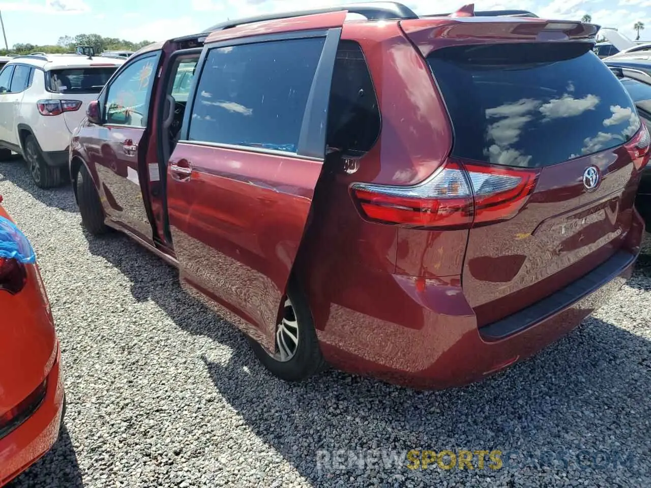 3 fotografías del automóvil dañado 5TDYZ3DC2LS049345 TOYOTA SIENNA 2020