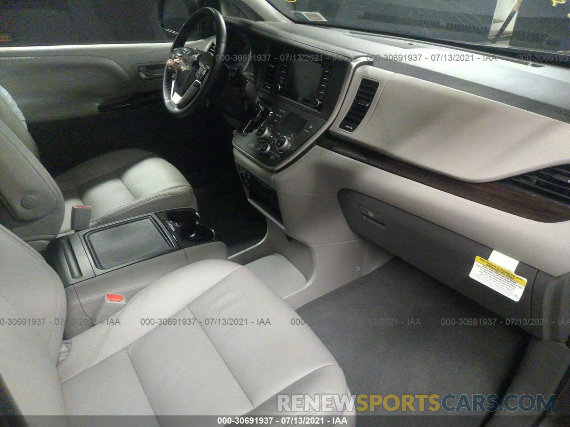 5 fotografías del automóvil dañado 5TDYZ3DC7LS074287 TOYOTA SIENNA 2020