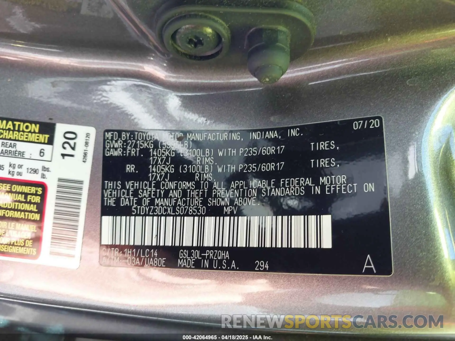 9 fotografías del automóvil dañado 5TDYZ3DCXLS078530 TOYOTA SIENNA 2020