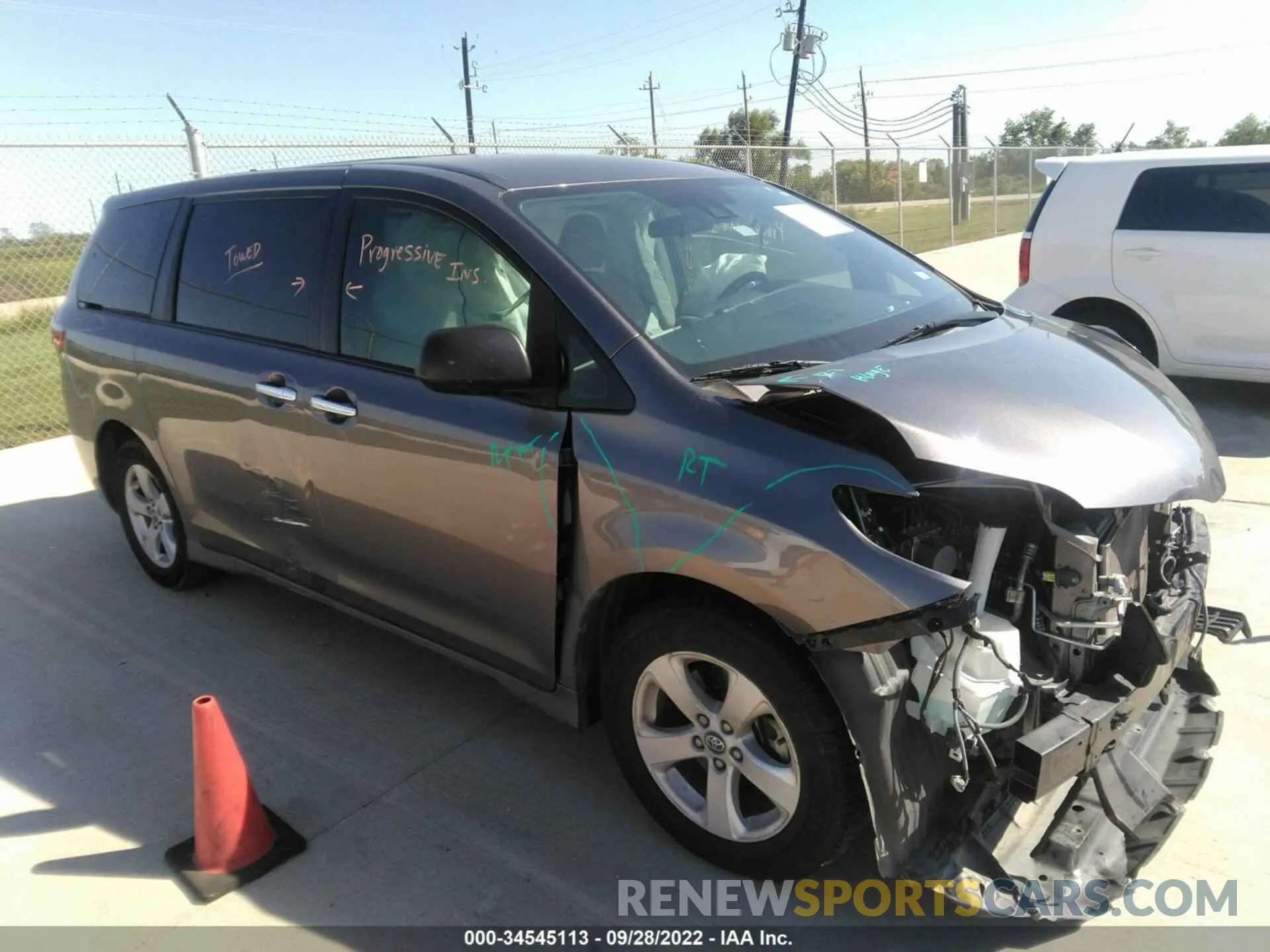 1 fotografías del automóvil dañado 5TDZZ3DC2LS034221 TOYOTA SIENNA 2020