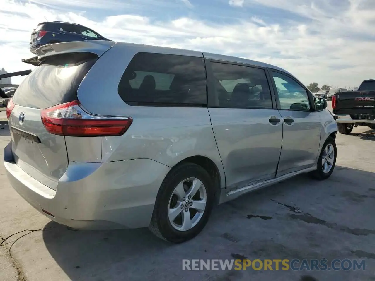 3 fotografías del automóvil dañado 5TDZZ3DC6LS072728 TOYOTA SIENNA 2020