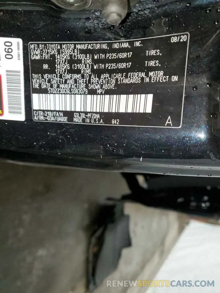 14 fotografías del automóvil dañado 5TDZZ3DC6LS083079 TOYOTA SIENNA 2020