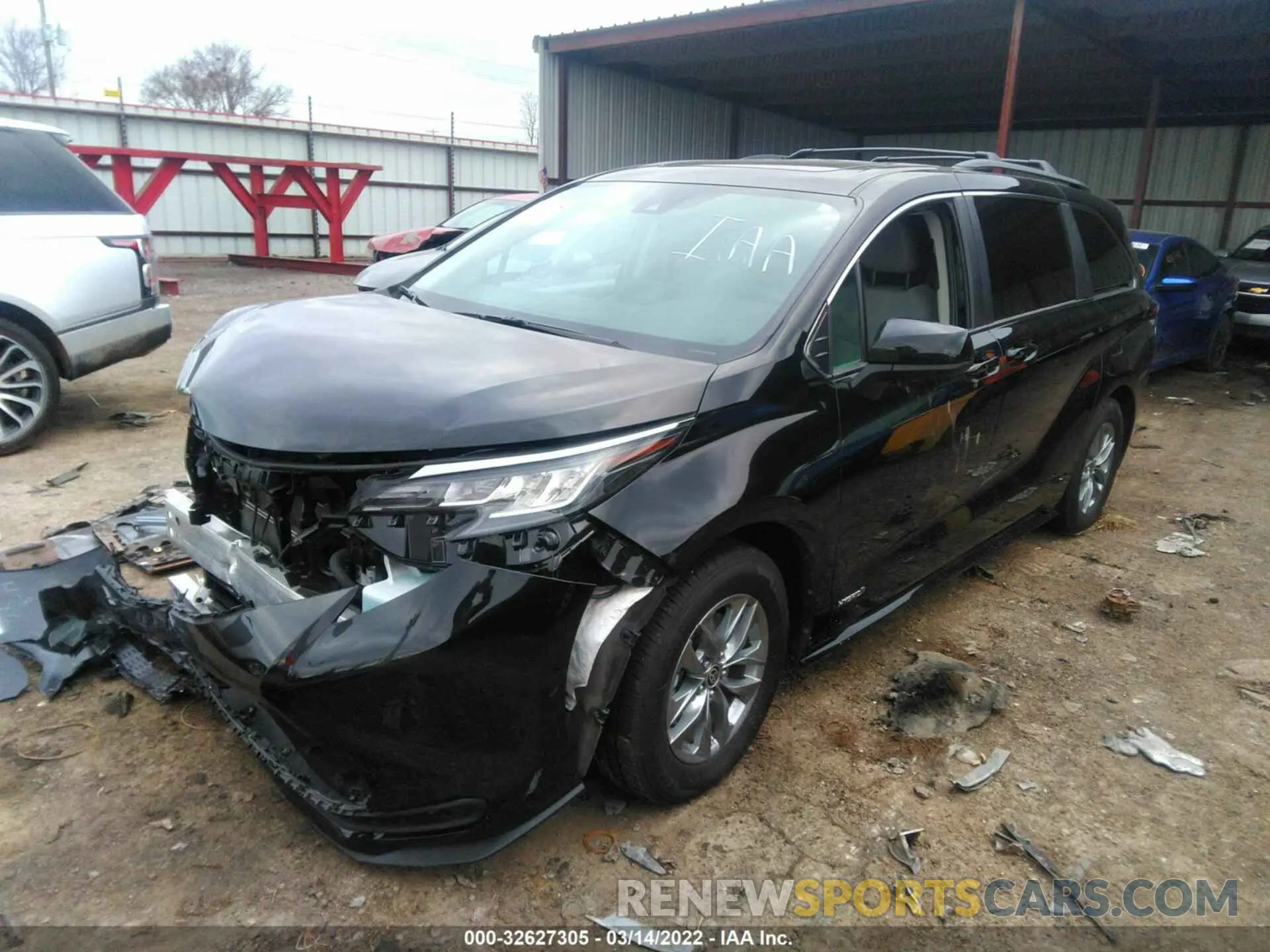2 fotografías del automóvil dañado 5TDBRKEC7MS068313 TOYOTA SIENNA 2021
