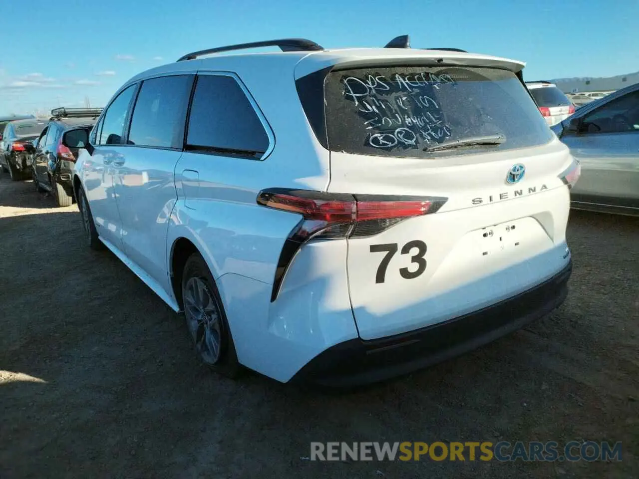 3 fotografías del automóvil dañado 5TDBRKEC8MS064061 TOYOTA SIENNA 2021