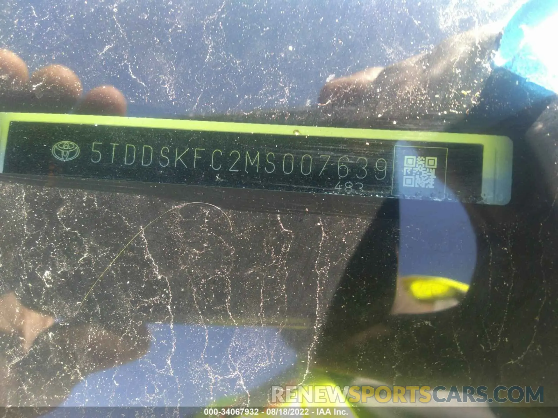 9 fotografías del automóvil dañado 5TDDSKFC2MS007639 TOYOTA SIENNA 2021