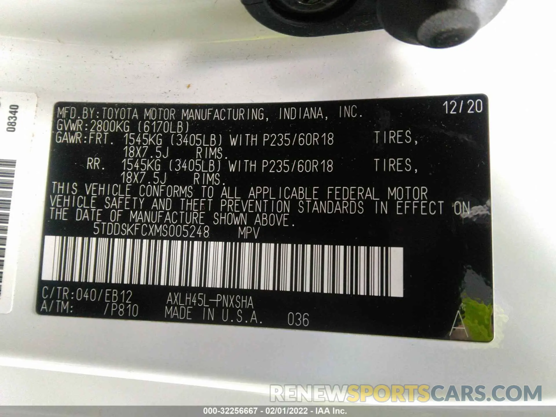 9 fotografías del automóvil dañado 5TDDSKFCXMS005248 TOYOTA SIENNA 2021