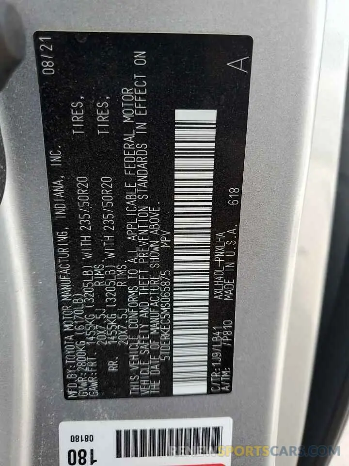 13 fotografías del automóvil dañado 5TDERKEC5MS065875 TOYOTA SIENNA 2021
