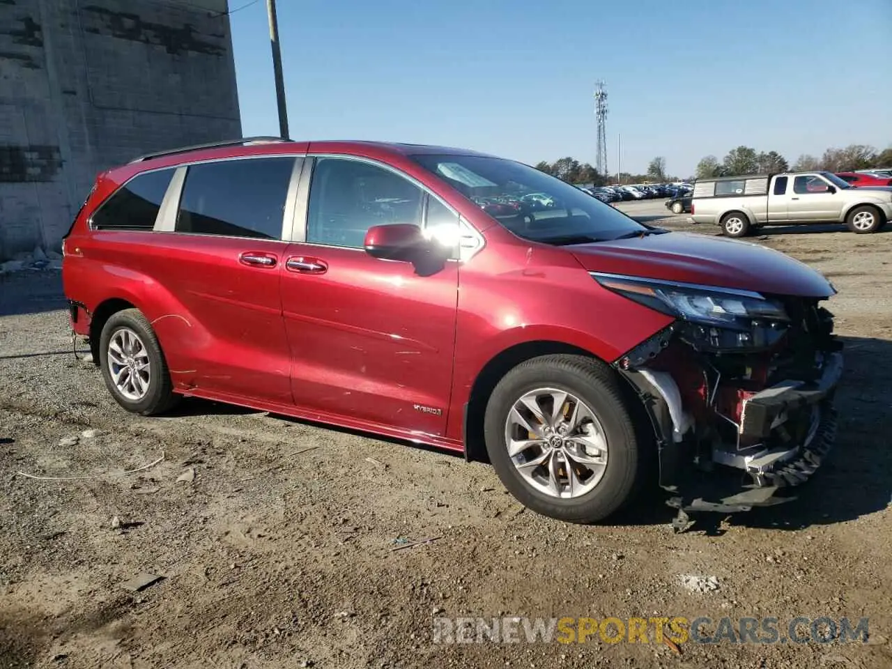 4 fotografías del automóvil dañado 5TDJRKEC3MS016303 TOYOTA SIENNA 2021