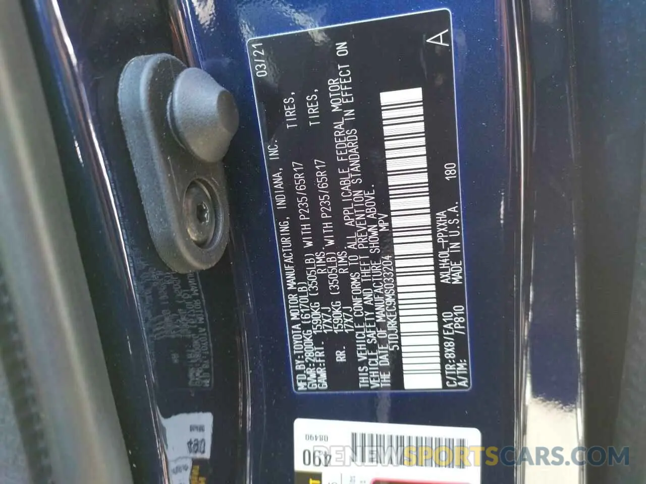 10 fotografías del automóvil dañado 5TDJRKEC9MS033204 TOYOTA SIENNA 2021