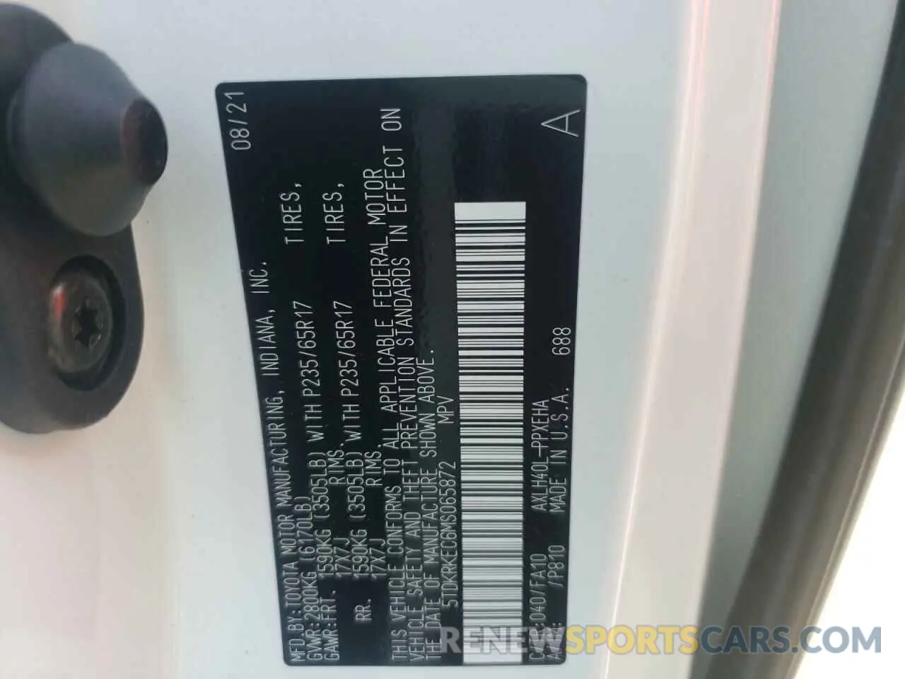 10 fotografías del automóvil dañado 5TDKRKEC6MS065872 TOYOTA SIENNA 2021