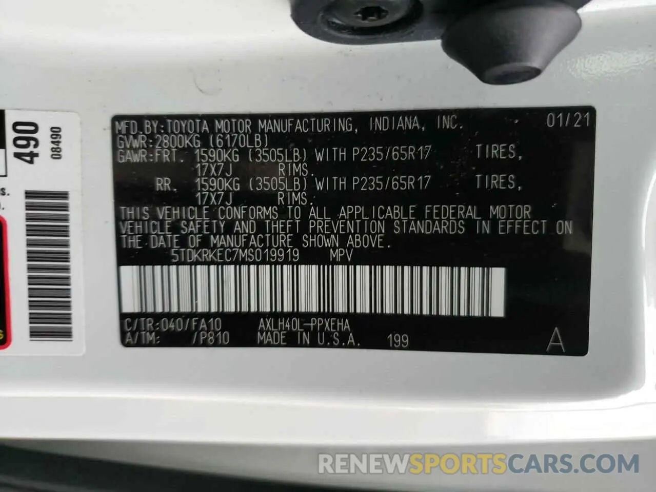 13 fotografías del automóvil dañado 5TDKRKEC7MS019919 TOYOTA SIENNA 2021