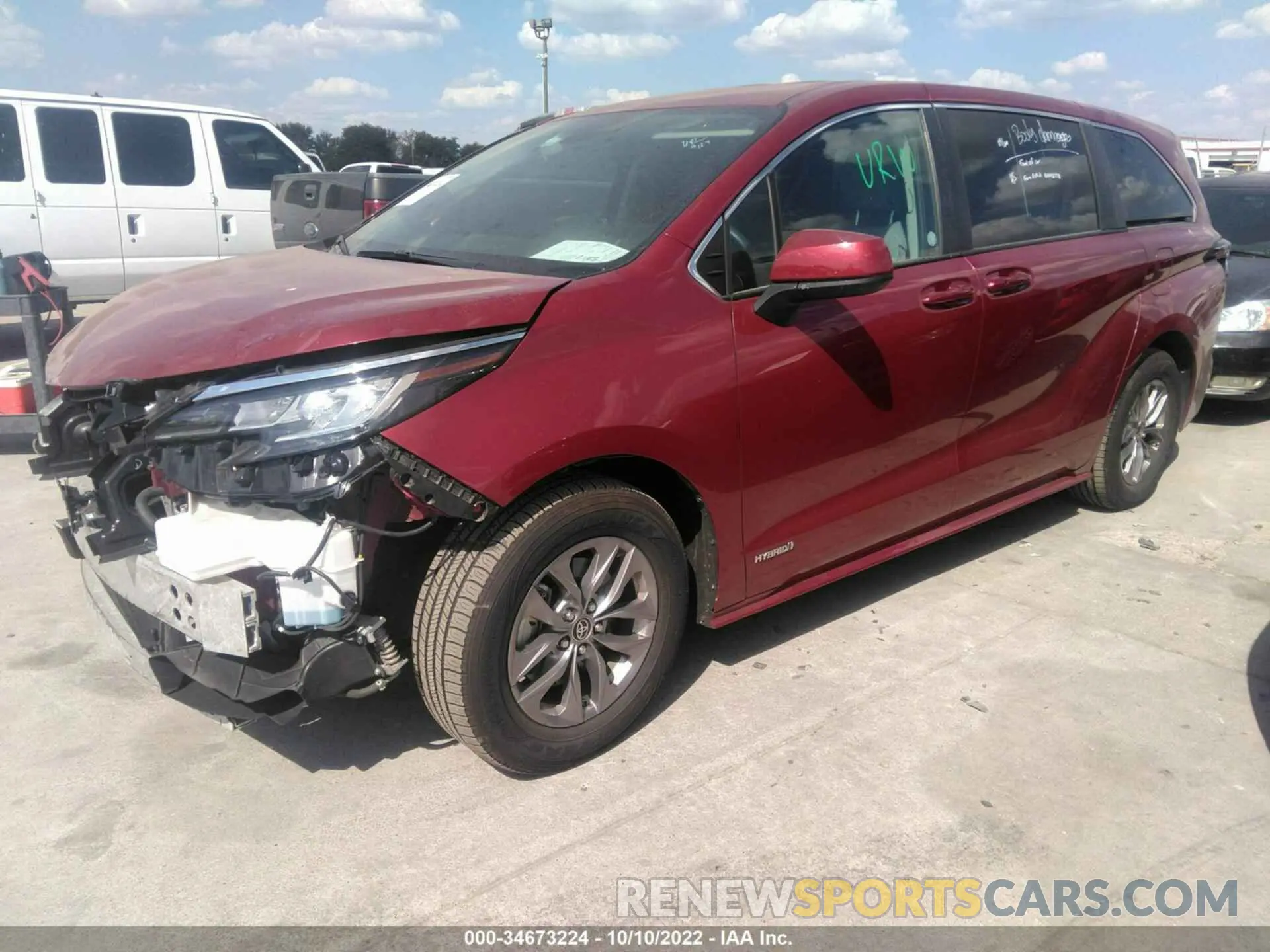 2 fotografías del automóvil dañado 5TDKRKEC7MS044903 TOYOTA SIENNA 2021