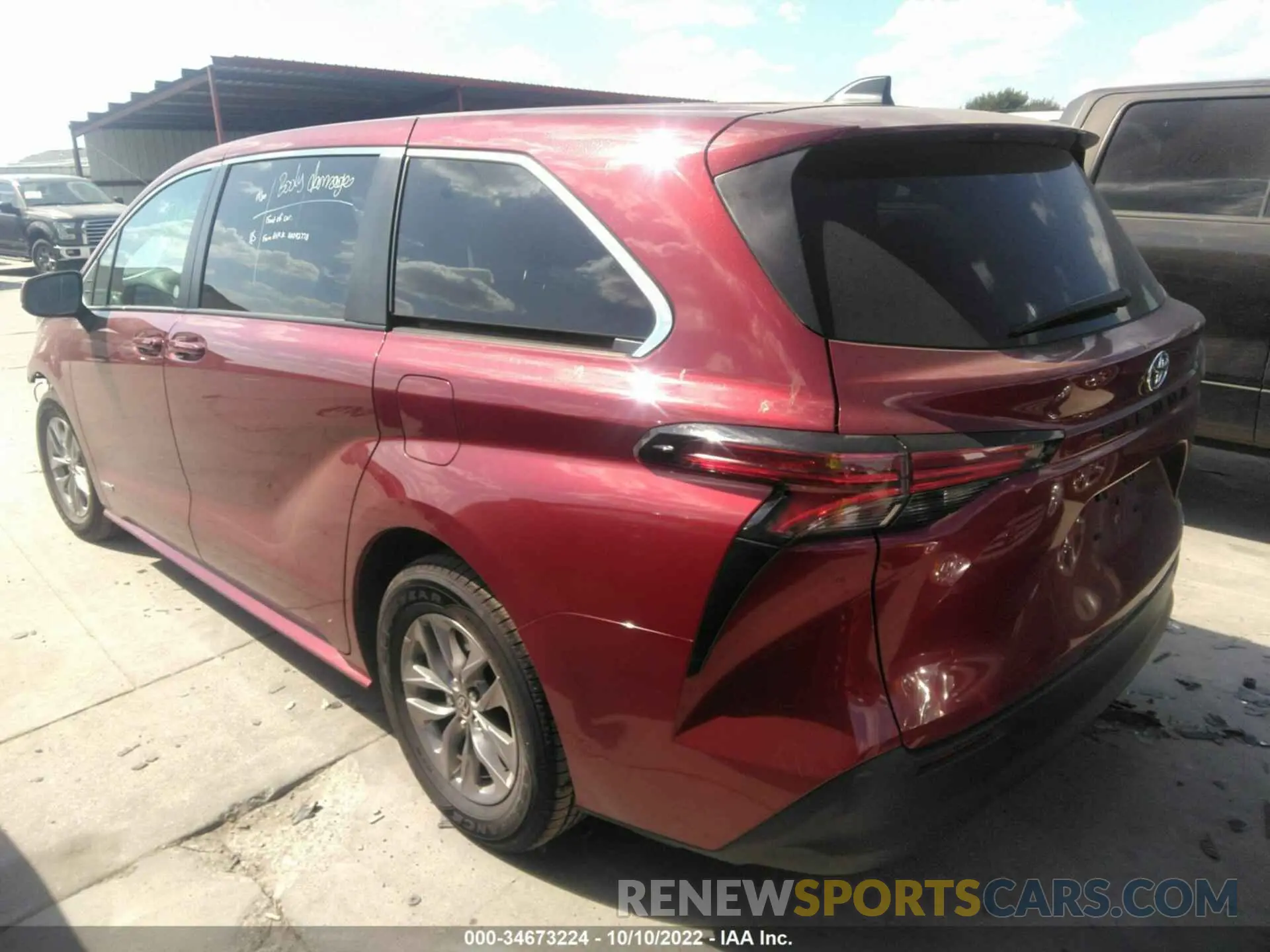3 fotografías del automóvil dañado 5TDKRKEC7MS044903 TOYOTA SIENNA 2021