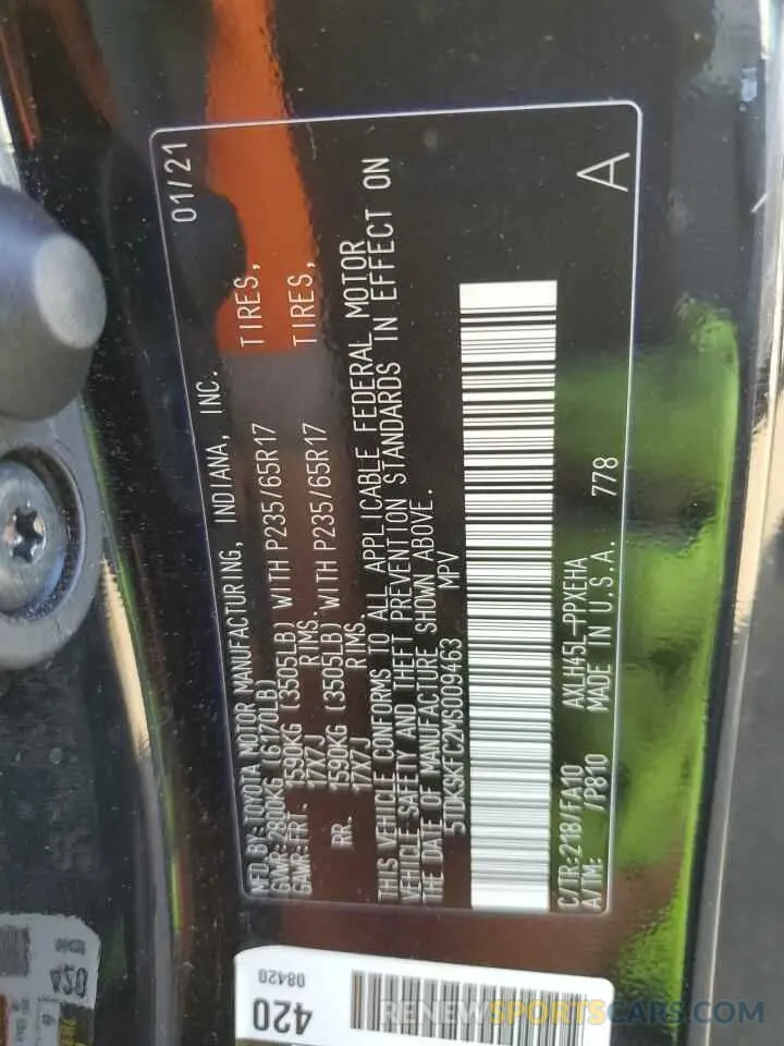 10 fotografías del automóvil dañado 5TDKSKFC2MS009463 TOYOTA SIENNA 2021