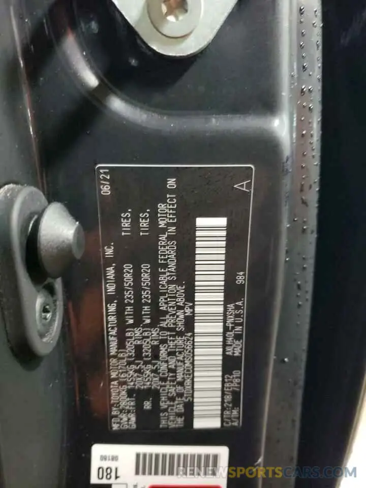 13 fotografías del automóvil dañado 5TDXRKEC0MS056624 TOYOTA SIENNA 2021