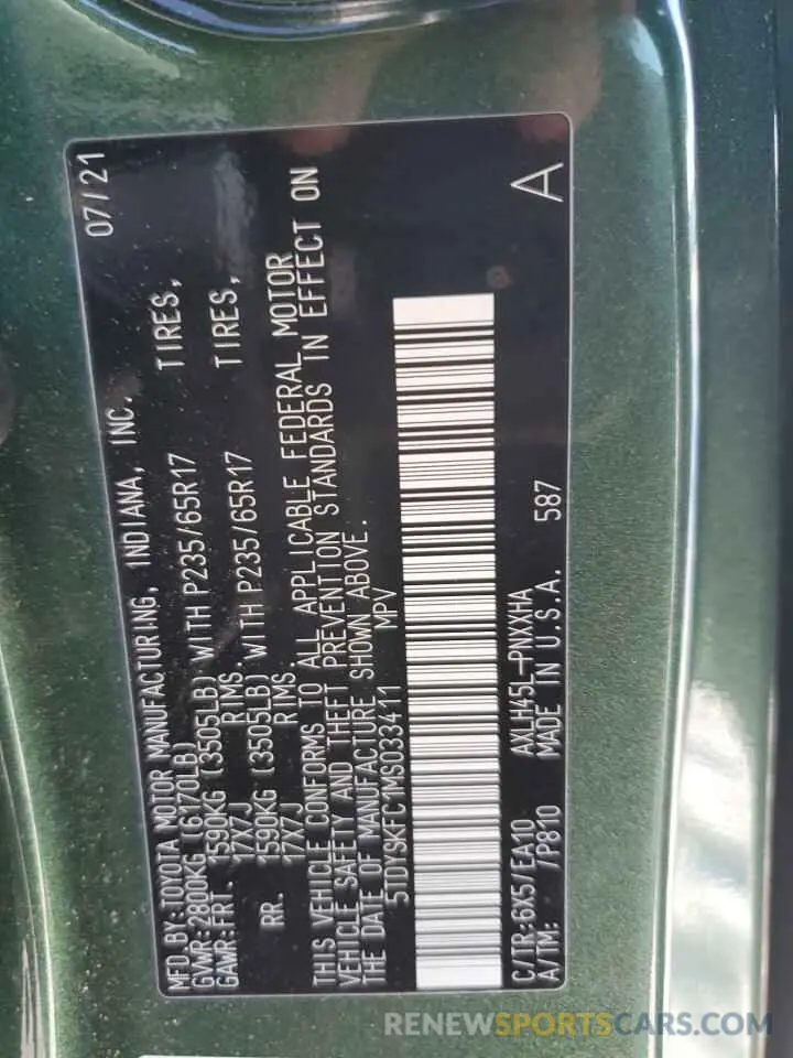 13 fotografías del automóvil dañado 5TDYSKFC1MS033411 TOYOTA SIENNA 2021
