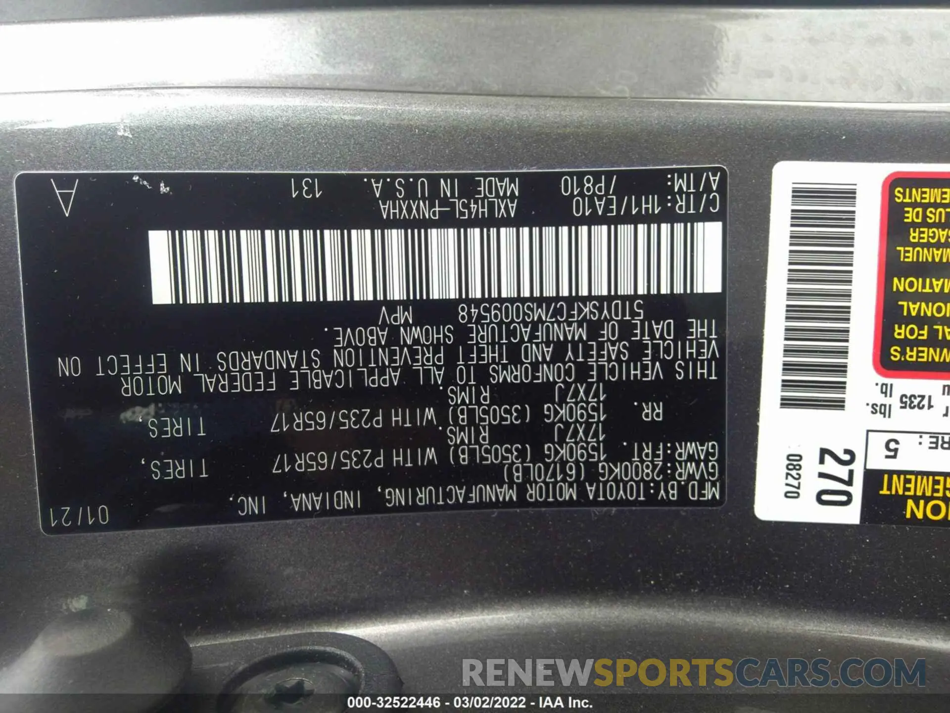 9 fotografías del automóvil dañado 5TDYSKFC7MS009548 TOYOTA SIENNA 2021