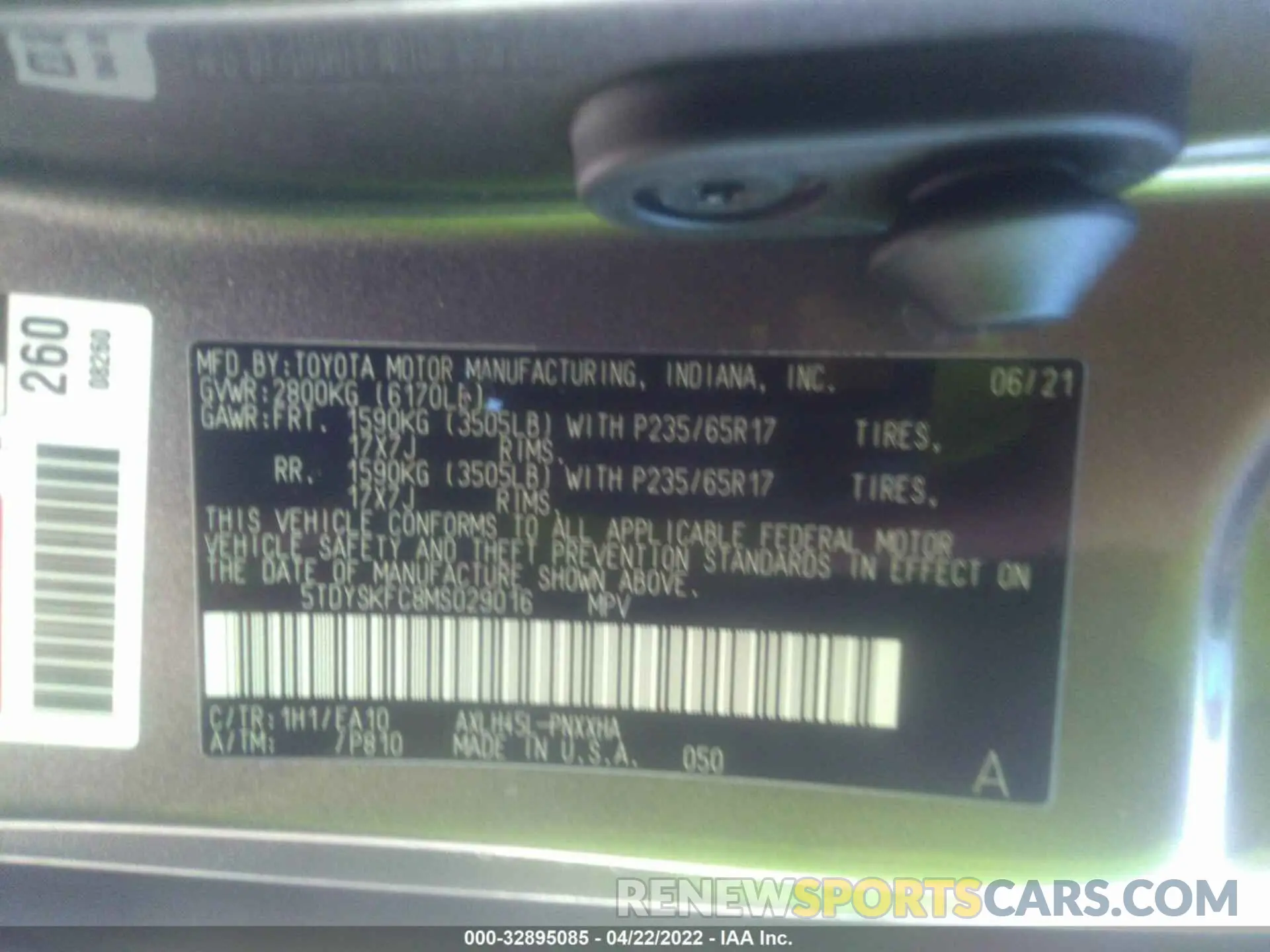 9 fotografías del automóvil dañado 5TDYSKFC8MS029016 TOYOTA SIENNA 2021