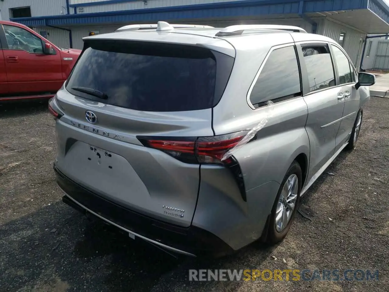 4 fotografías del automóvil dañado 5TDZSKFC7MS037130 TOYOTA SIENNA 2021