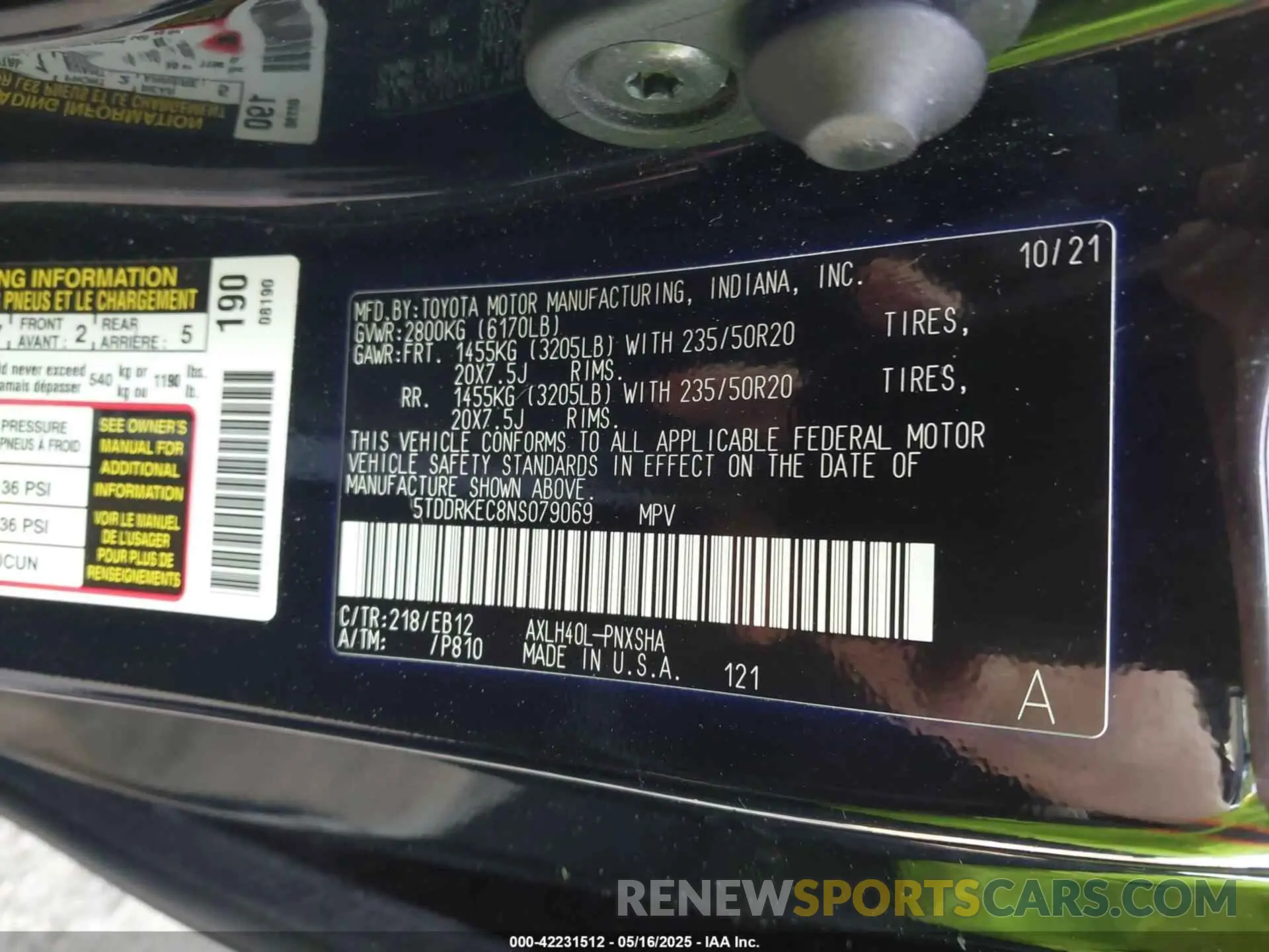 9 fotografías del automóvil dañado 5TDDRKEC8NS079069 TOYOTA SIENNA 2022