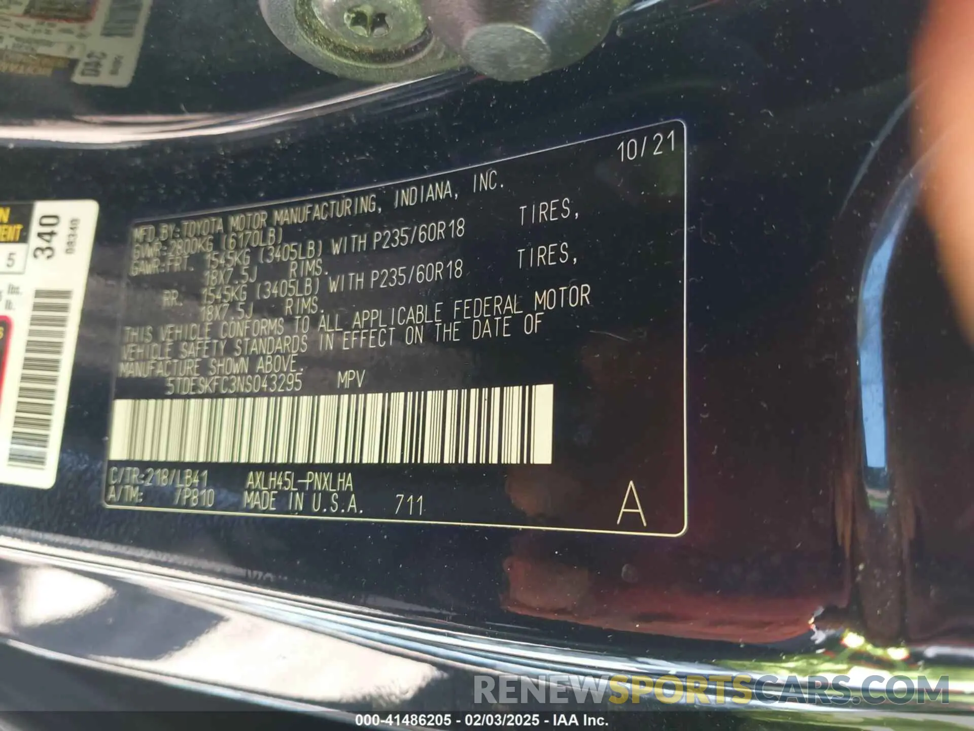 9 fotografías del automóvil dañado 5TDESKFC3NS043295 TOYOTA SIENNA 2022