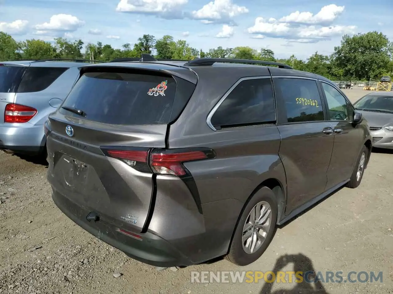 4 fotografías del automóvil dañado 5TDJRKEC2NS103546 TOYOTA SIENNA 2022
