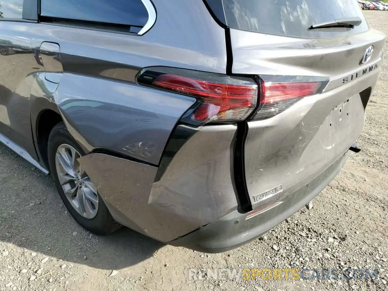 9 fotografías del automóvil dañado 5TDJRKEC2NS103546 TOYOTA SIENNA 2022