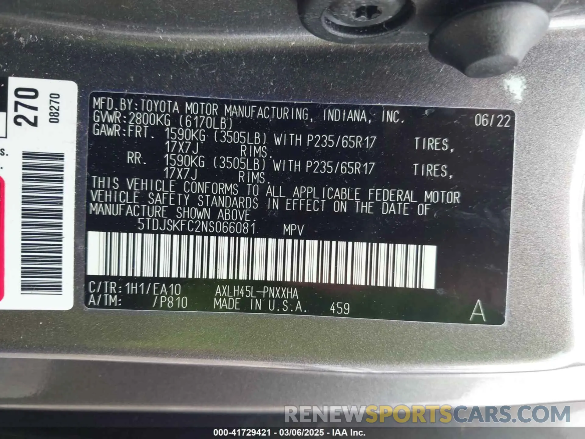 9 fotografías del automóvil dañado 5TDJSKFC2NS066081 TOYOTA SIENNA 2022