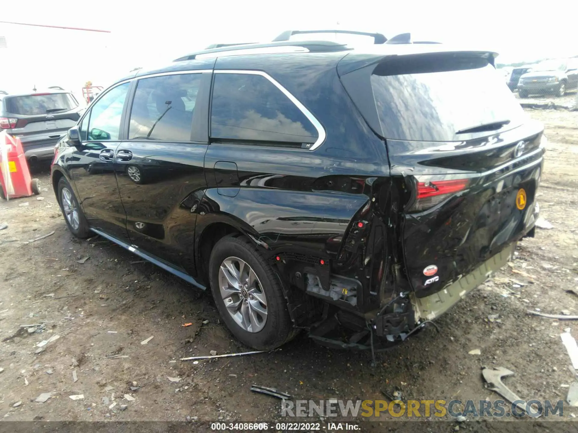 3 fotografías del automóvil dañado 5TDJSKFC9NS046829 TOYOTA SIENNA 2022
