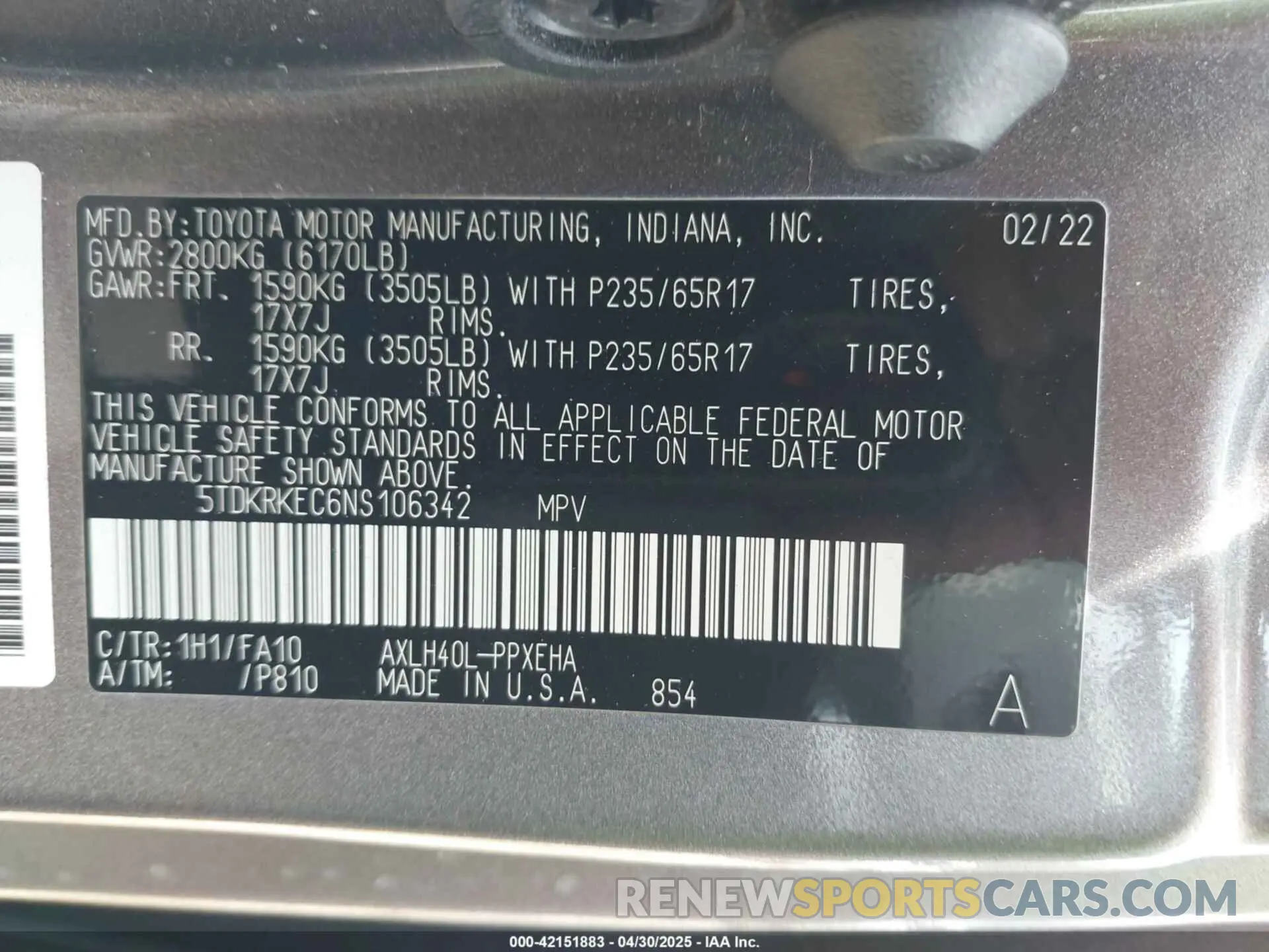 9 fotografías del automóvil dañado 5TDKRKEC6NS106342 TOYOTA SIENNA 2022