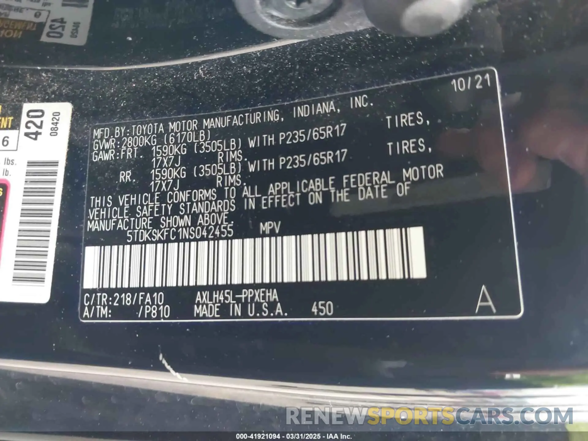 9 fotografías del automóvil dañado 5TDKSKFC1NS042455 TOYOTA SIENNA 2022