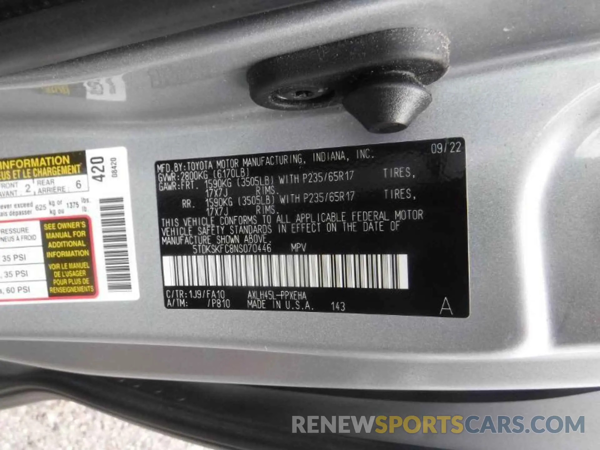 5 fotografías del automóvil dañado 5TDKSKFC8NS070446 TOYOTA SIENNA 2022