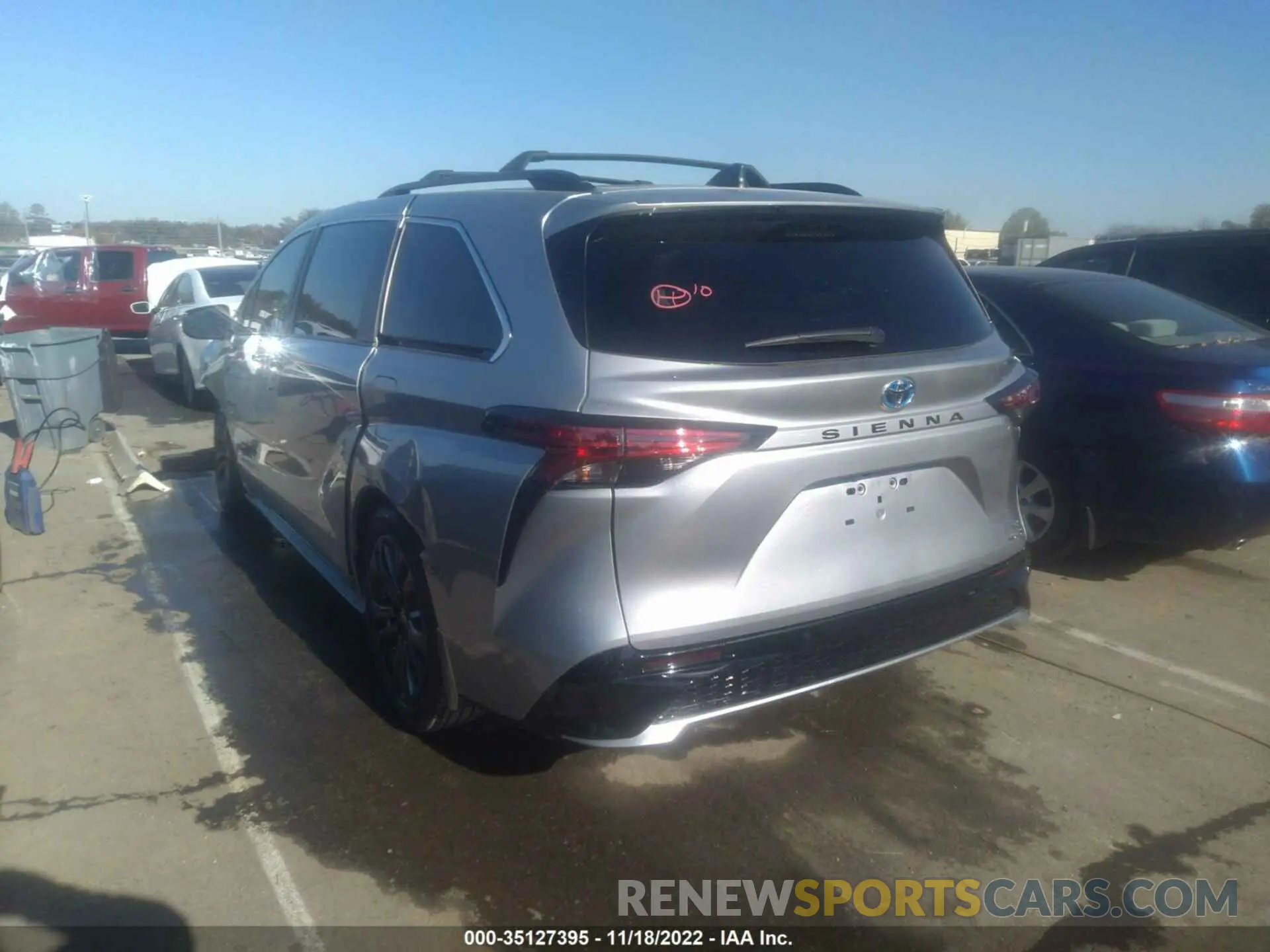 3 fotografías del automóvil dañado 5TDXRKECXNS132397 TOYOTA SIENNA 2022