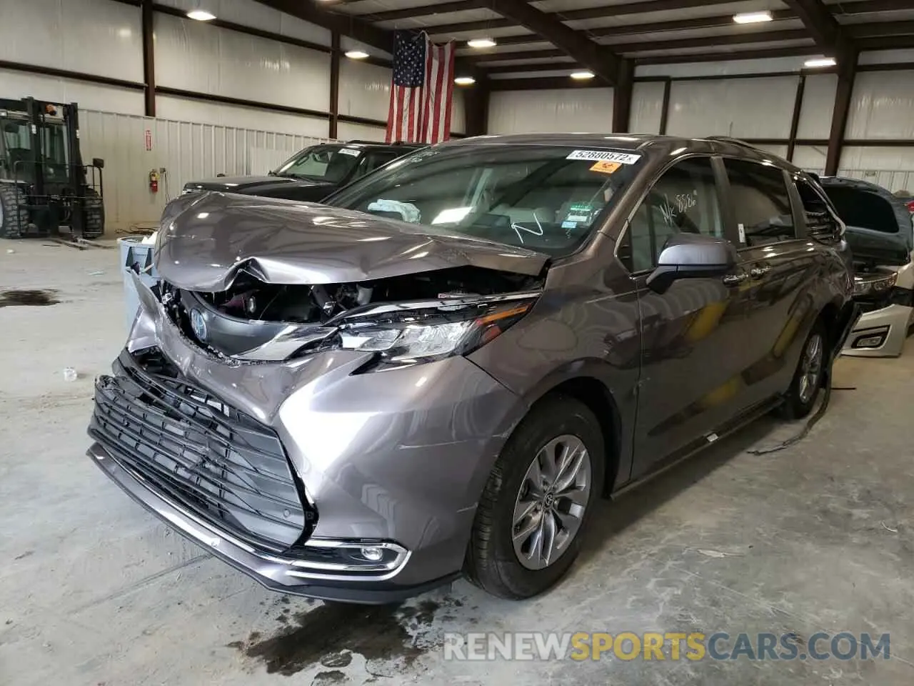 2 fotografías del automóvil dañado 5TDYRKEC8NS097959 TOYOTA SIENNA 2022