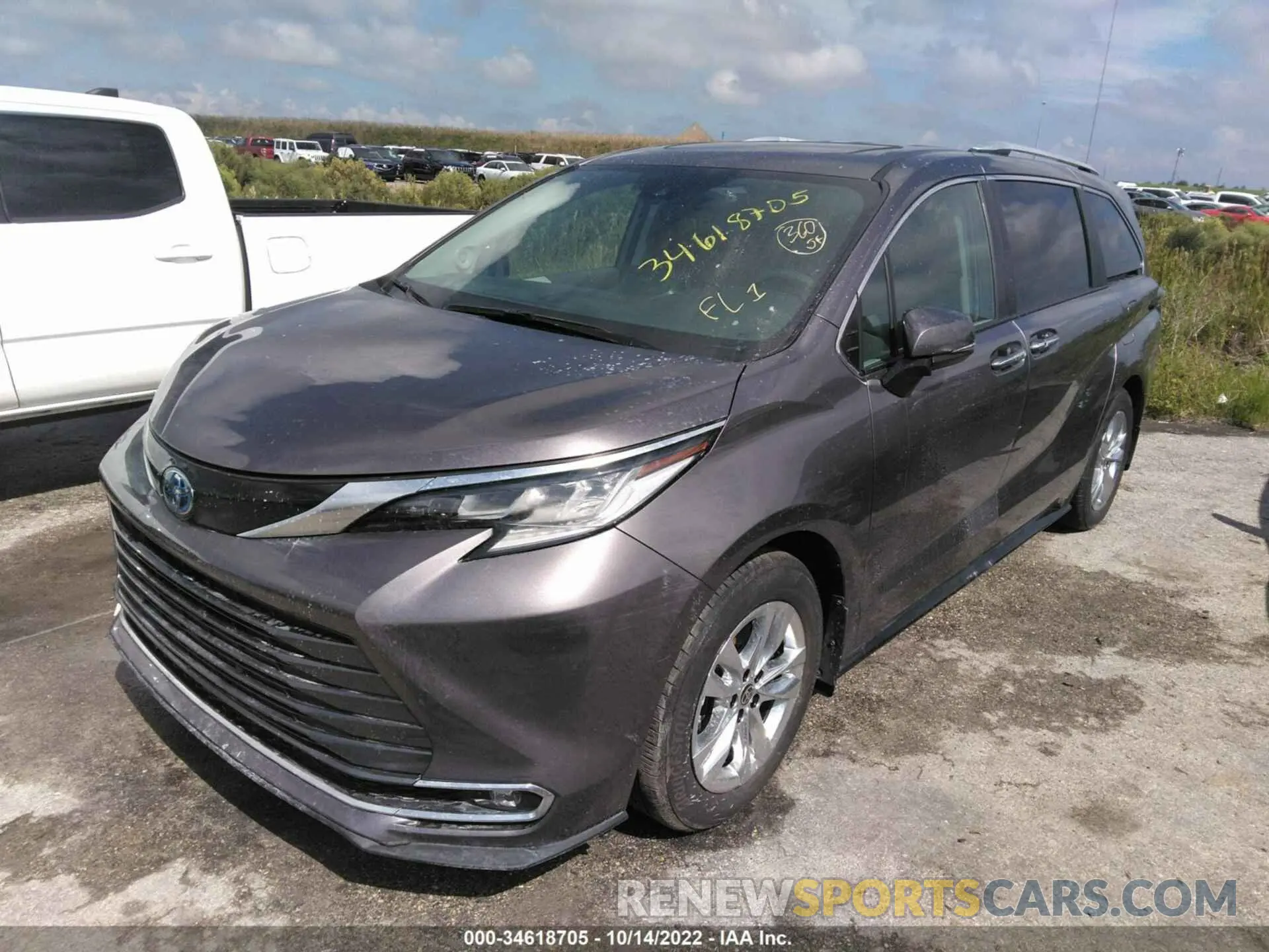 2 fotografías del automóvil dañado 5TDZSKFC9NS053427 TOYOTA SIENNA 2022