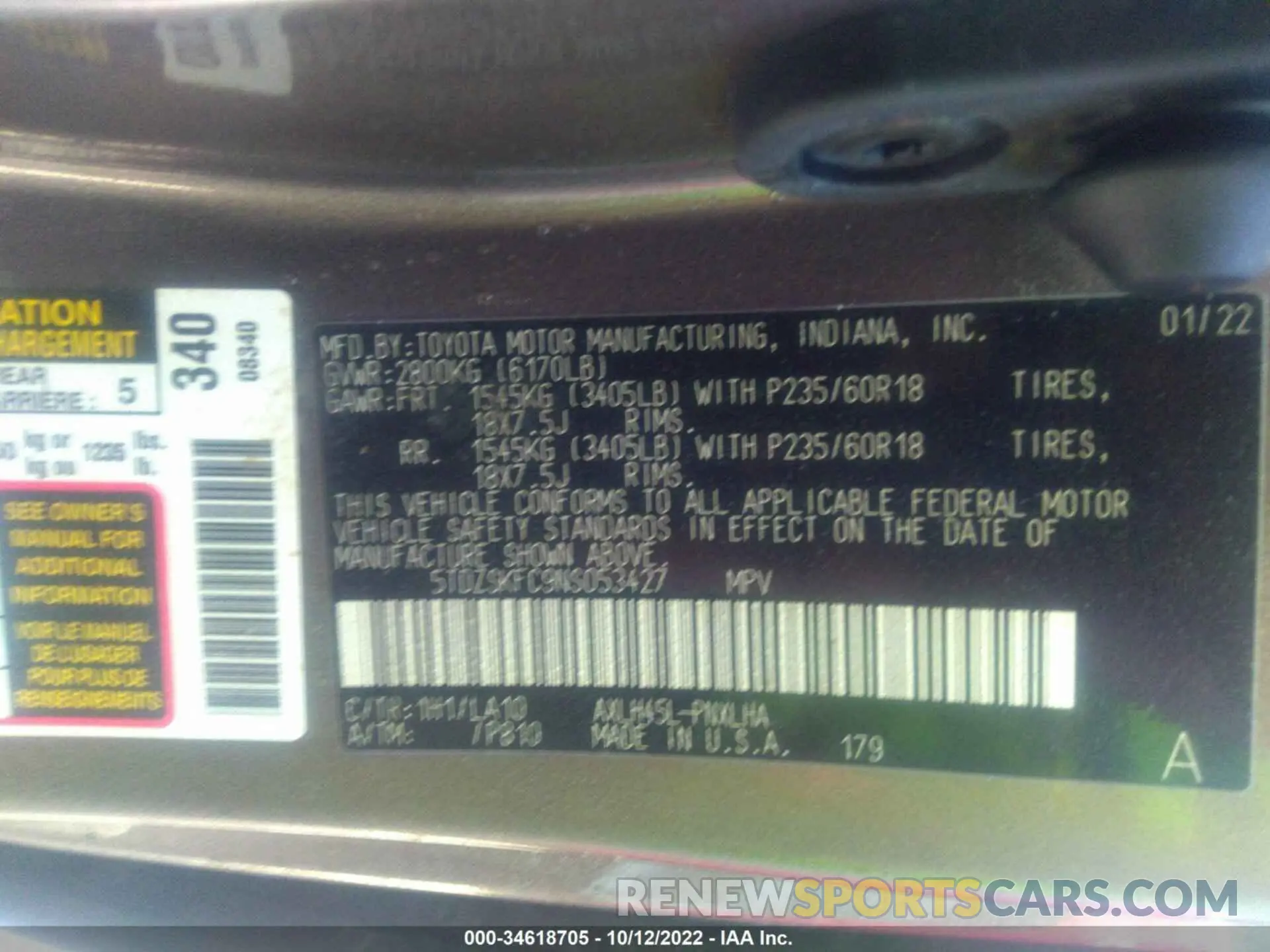 9 fotografías del automóvil dañado 5TDZSKFC9NS053427 TOYOTA SIENNA 2022
