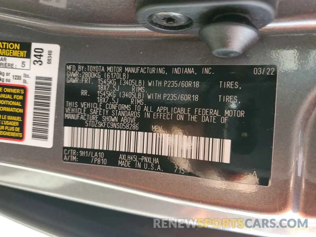 13 fotografías del automóvil dañado 5TDZSKFC9NS058286 TOYOTA SIENNA 2022